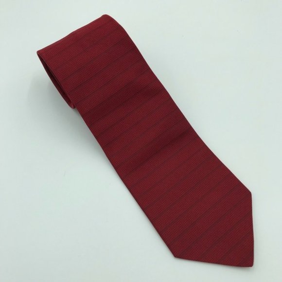 Red Navy Silk Tie Stripe New